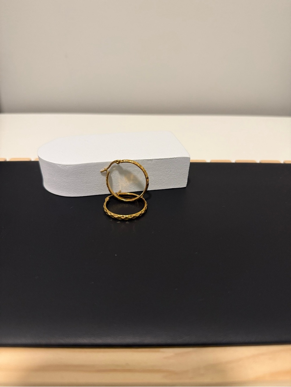 Gold Textured Hoop Earrings - Women Jewelry